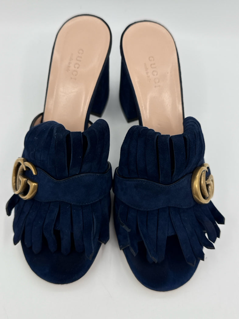 GUCCI Size 38.5 Blue Pumps Sandals