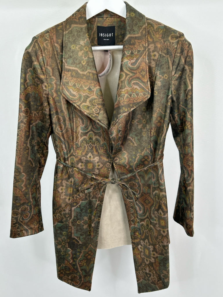 INSIGHT Women Size 6 Green Print Jacket