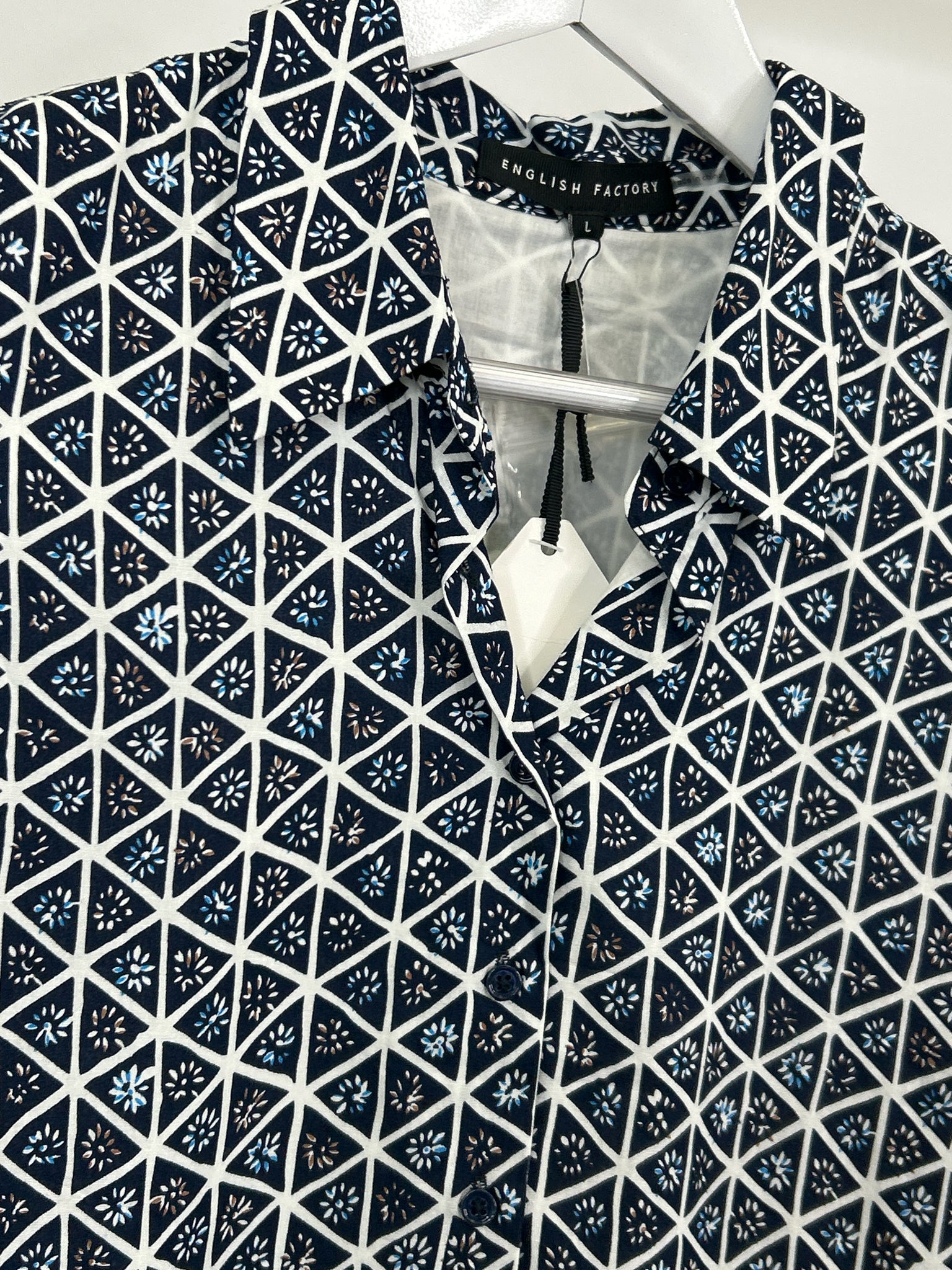 English Factory Size L Navy Print Women Dress
