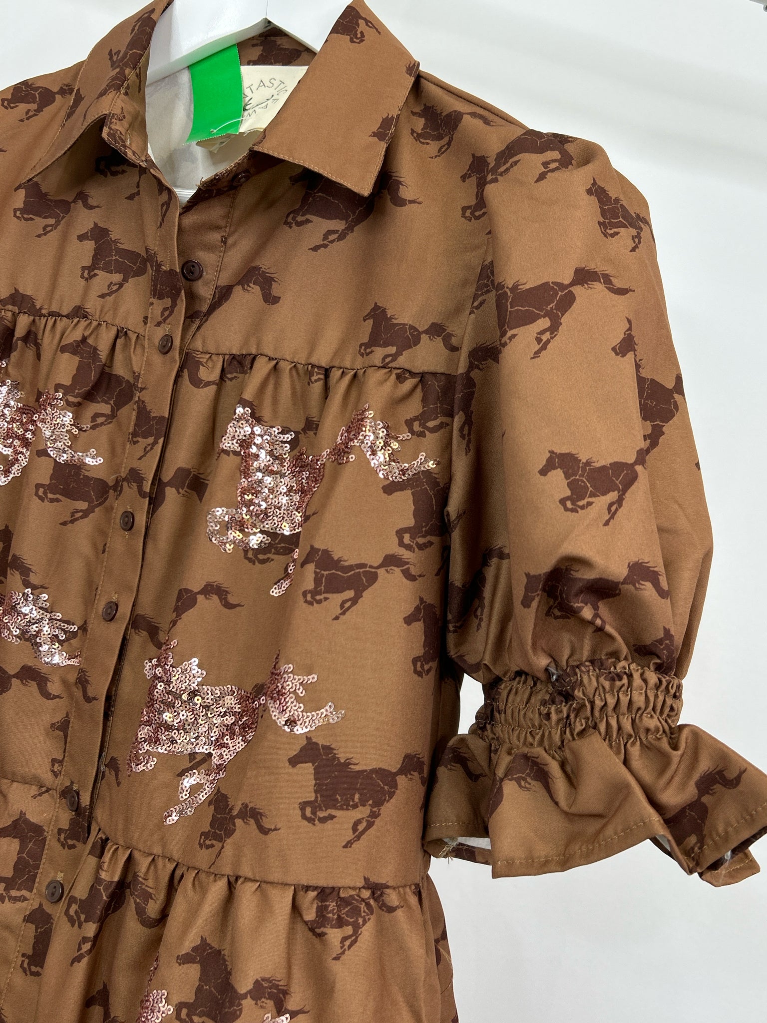 FANTASTIC FAWN Size L Brown Women Dress