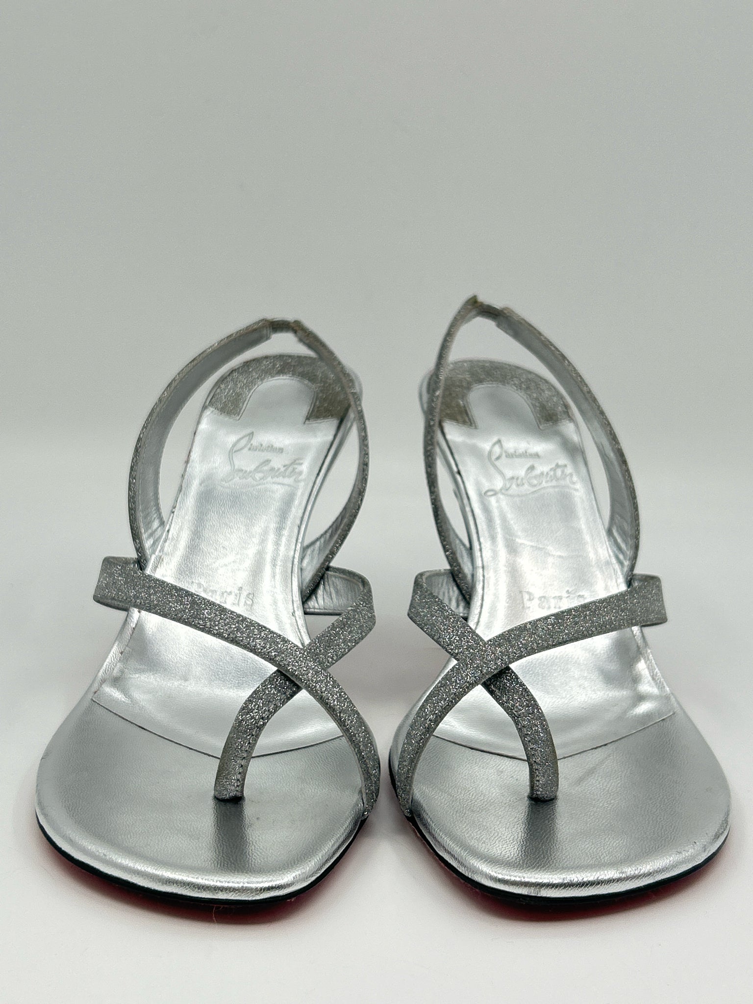 CHRISTIAN LOUBOUTIN Size 38 Silver Women Sandal