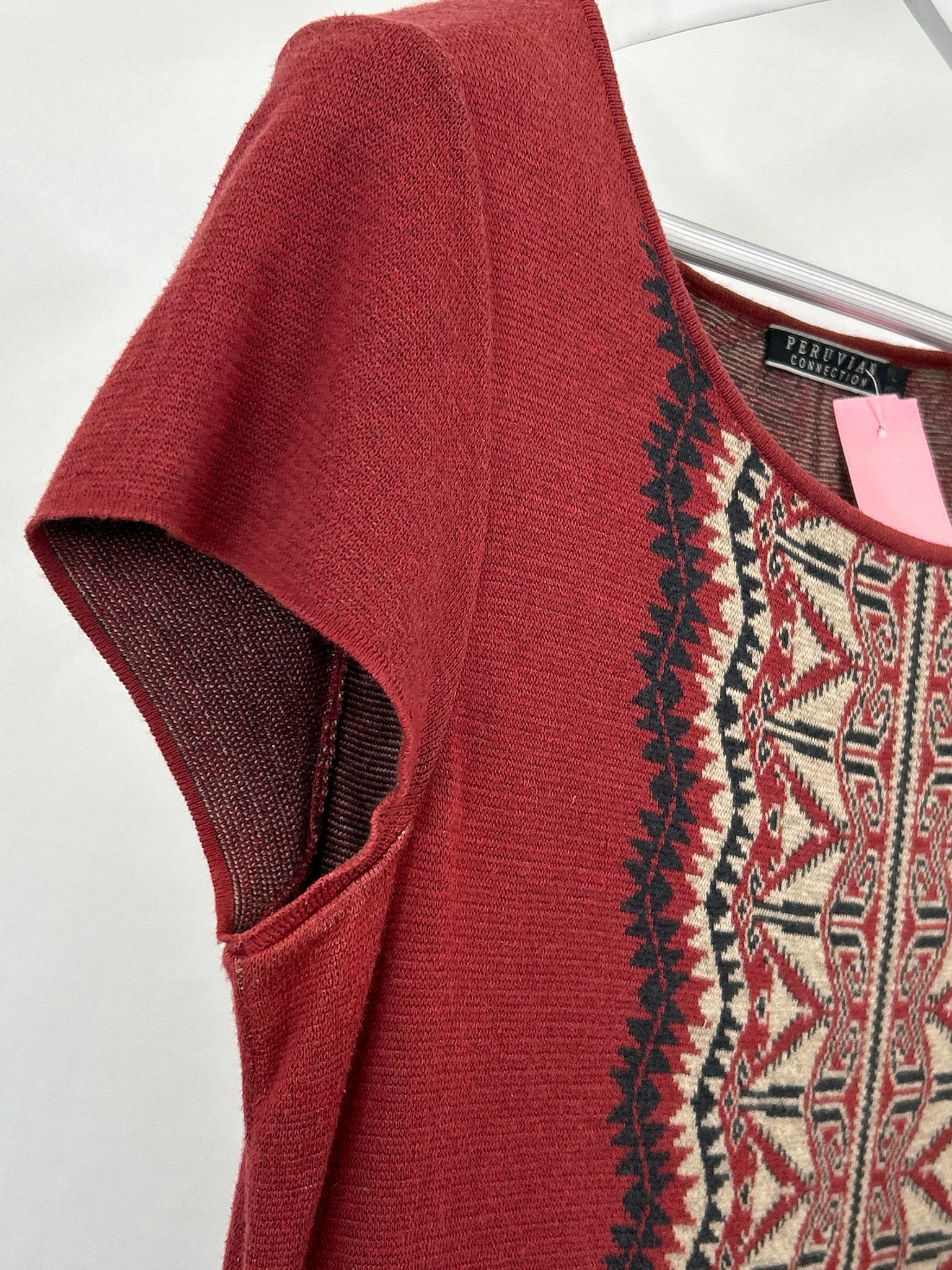 PERUVIAN COLLECTION Size L Red Print Women Dress