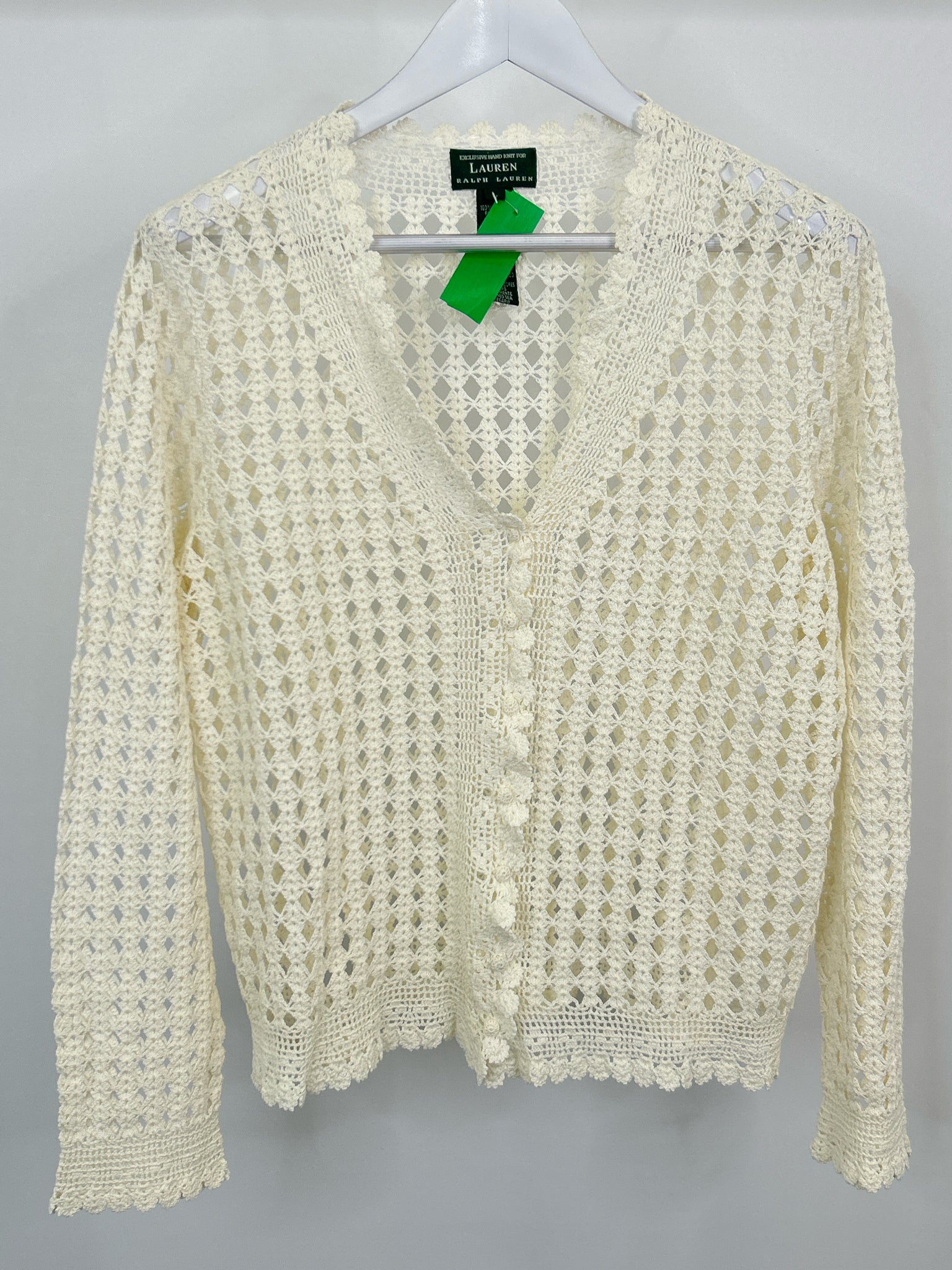 Lauren Ralph Lauren Size L White Women Cardigan