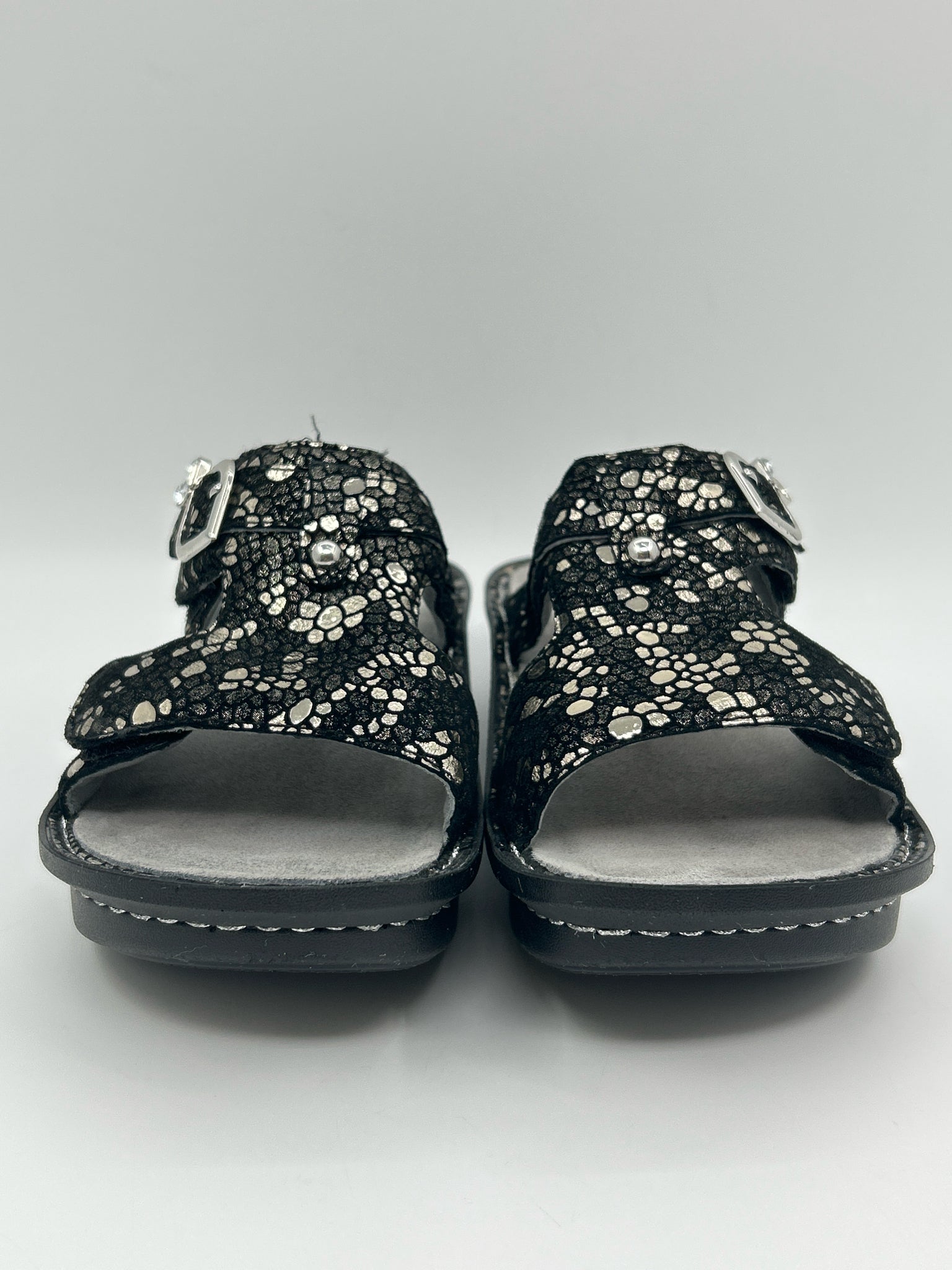ALEGRIA Size 36 Black and Silver Women Sandal