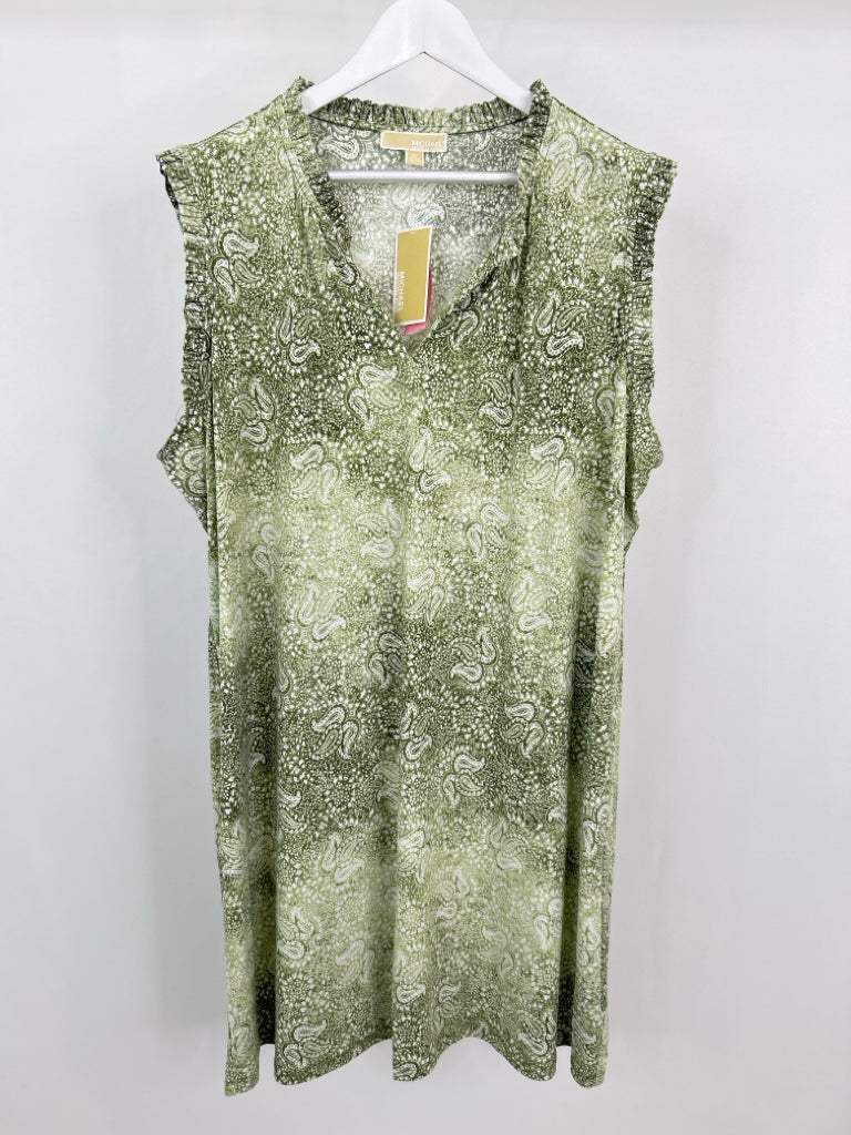 MICHAEL MICHAEL KORS Size 3X Green Print Women's Dress