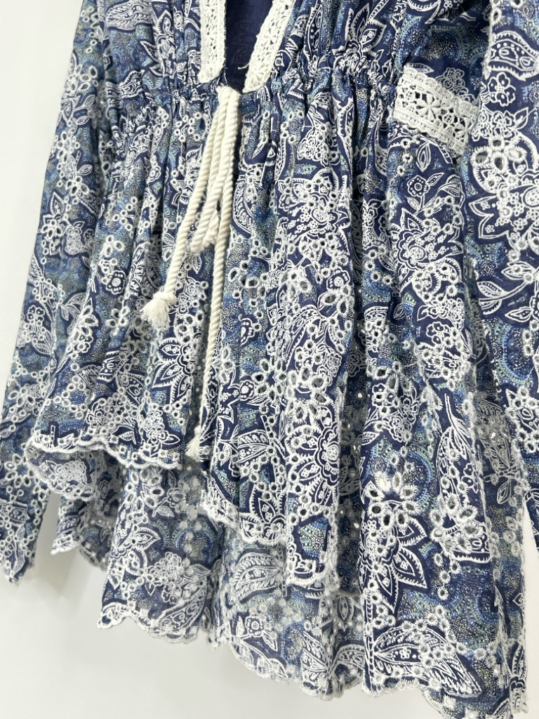 FREE PEOPLE Size S Blue Print Women's Jacket Top NWT