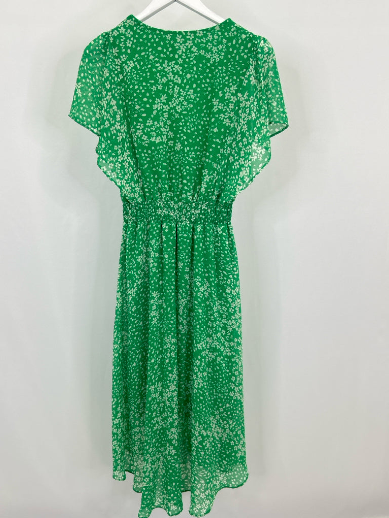 DKNY Size 12 Women's GREEN AND WHITE Dress
