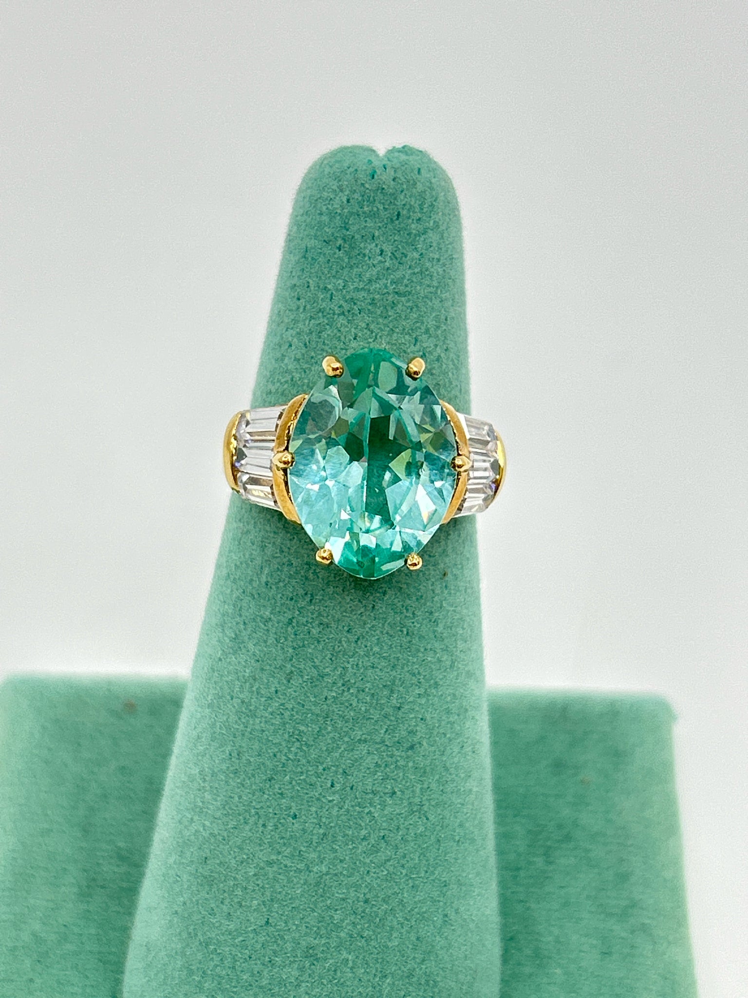 NO BRAND Gold and Aqua Blue Size 6 Ring