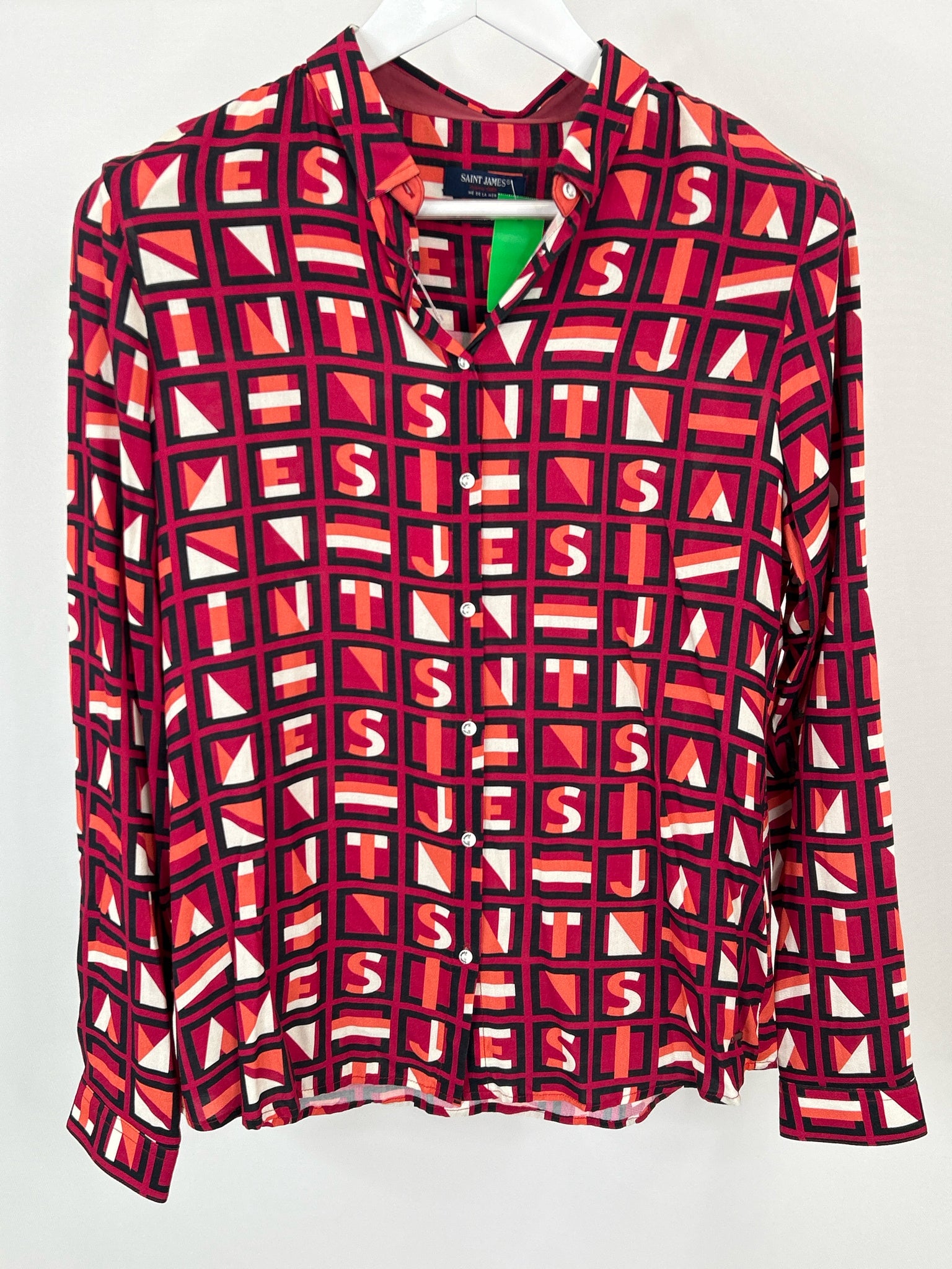 Saint James Size 40/8 Red Print Women's Shirt