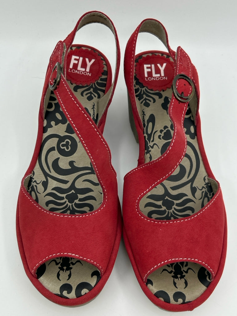 FLY LONDON EU Size 37, US Size 7 Red Cupido Sandal