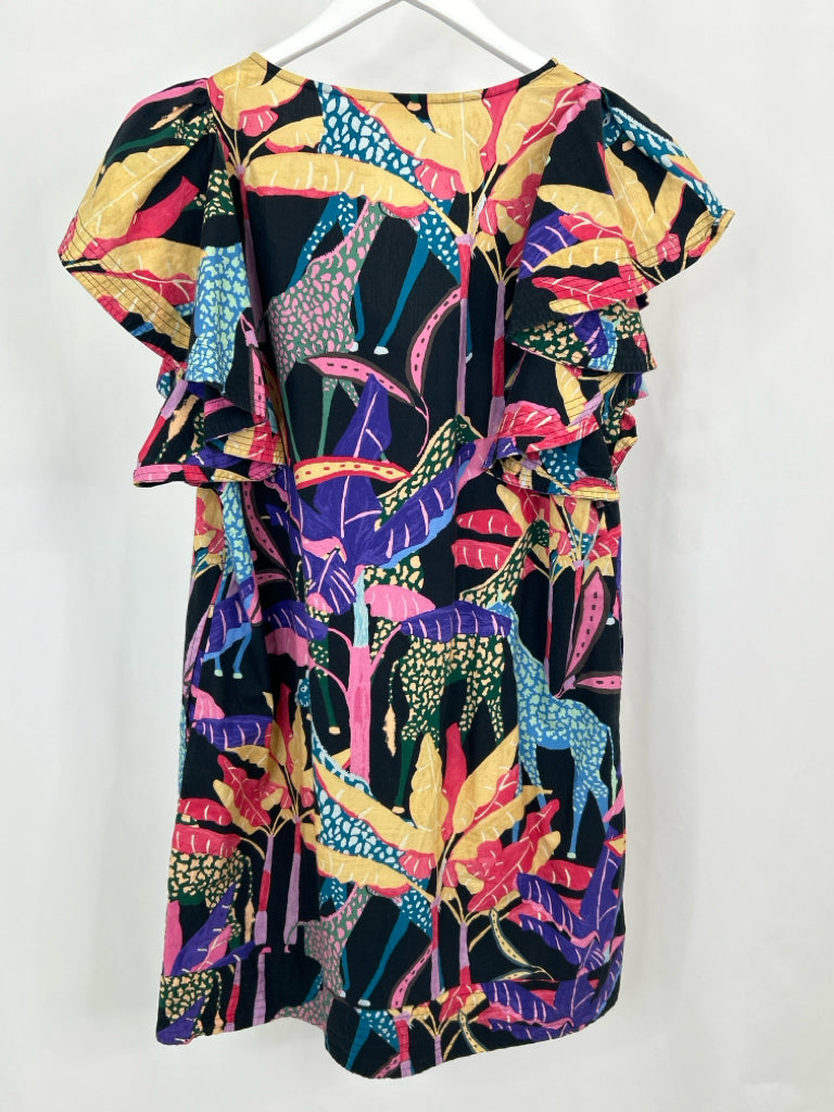 OLIPHANT Women Size 2XL Black Print Dress