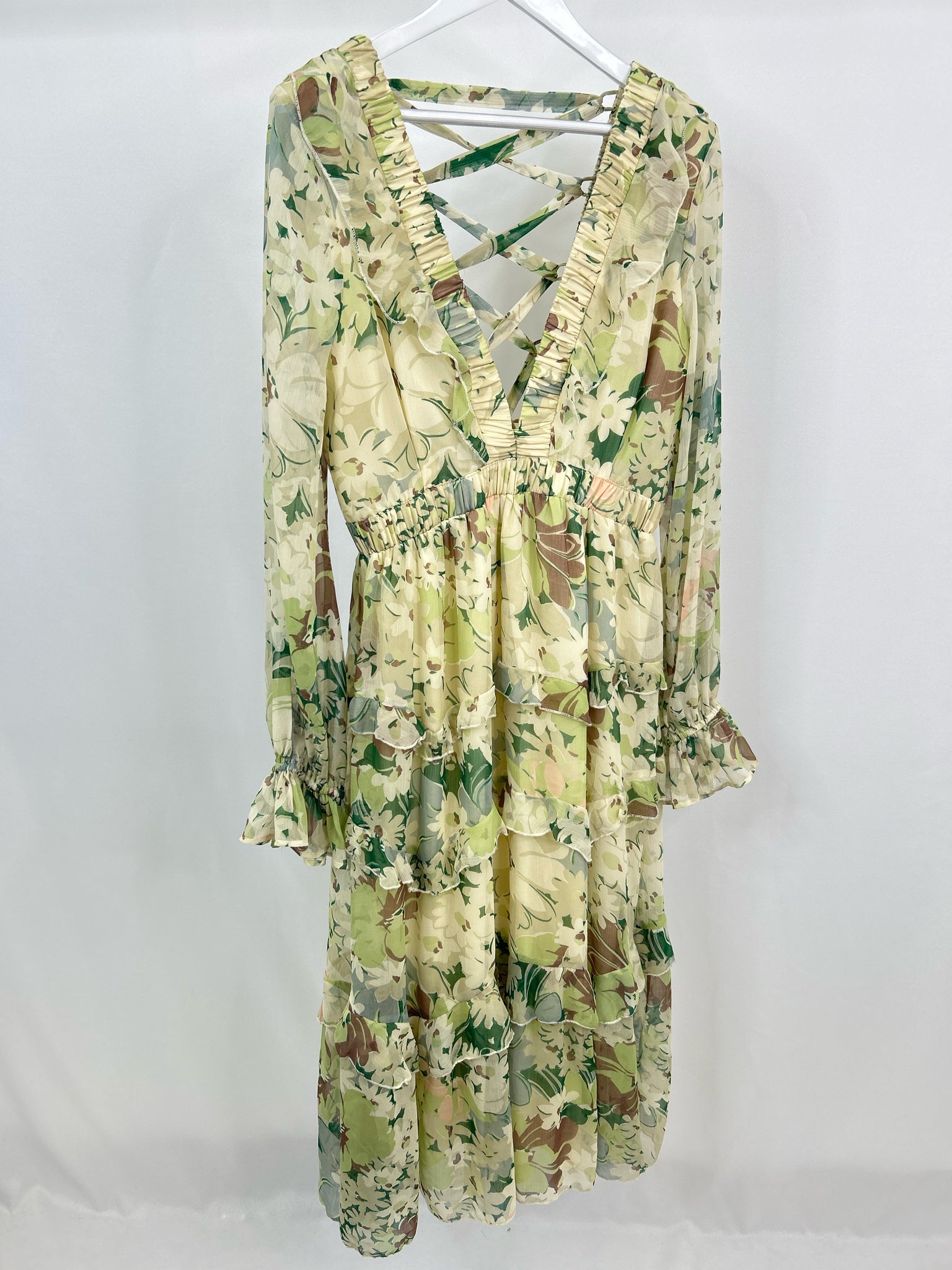 ASOS Size 12 Green Floral Women Dress