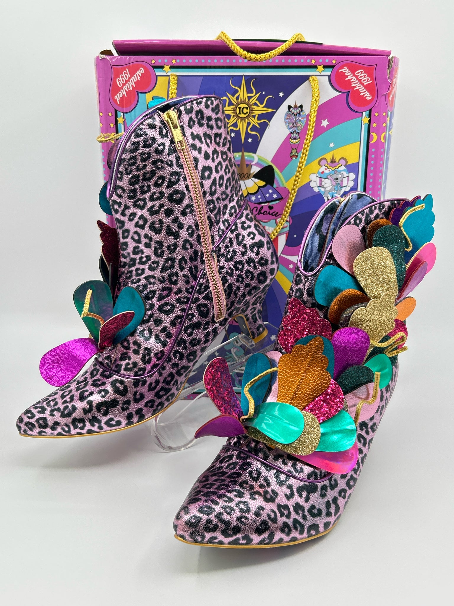 IRREGULAR CHOICE Size 12 Pink and Black Women Booties