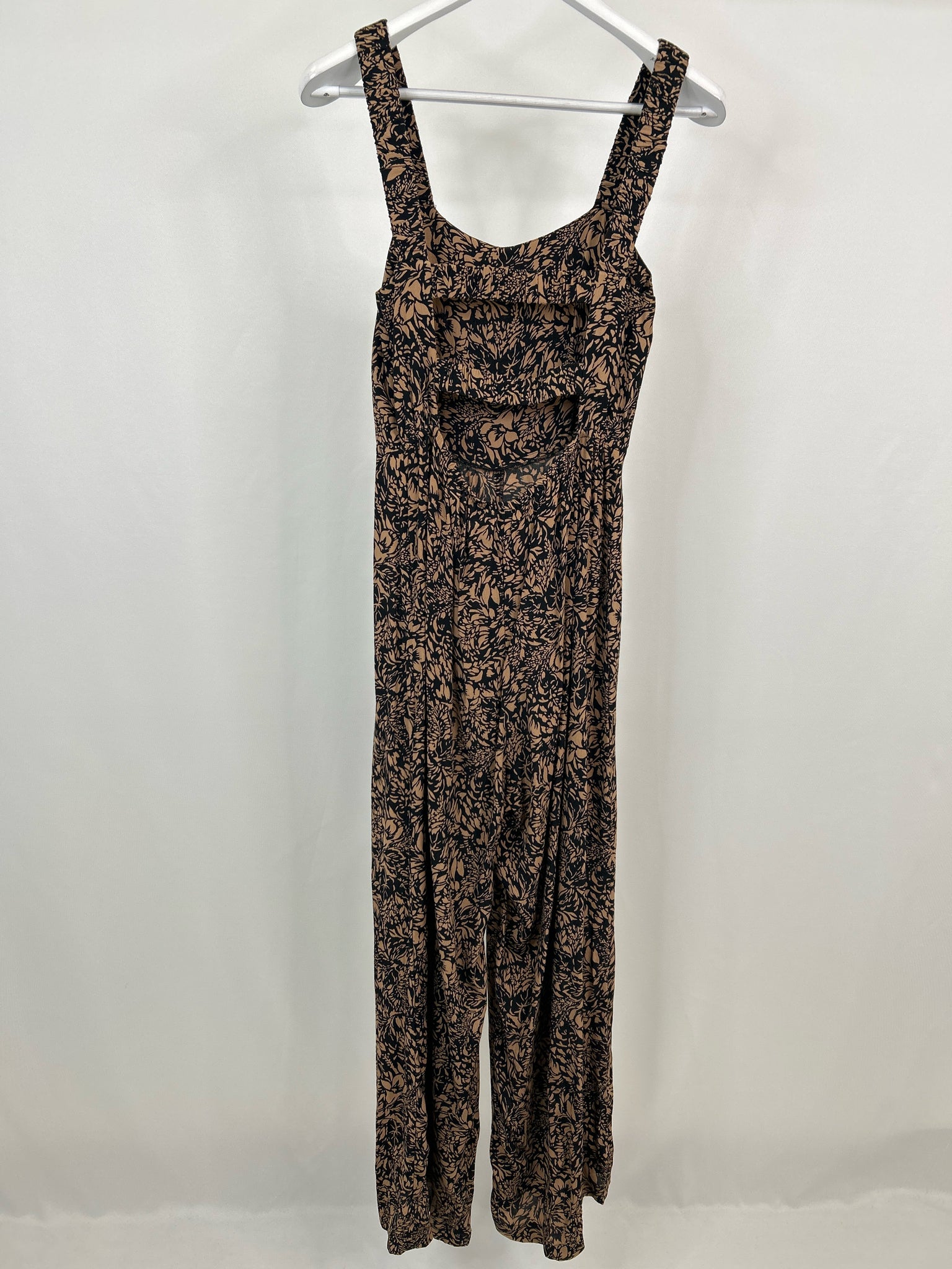 Lusana Size L BEIGE AND BLACK Women Jumpsuit
