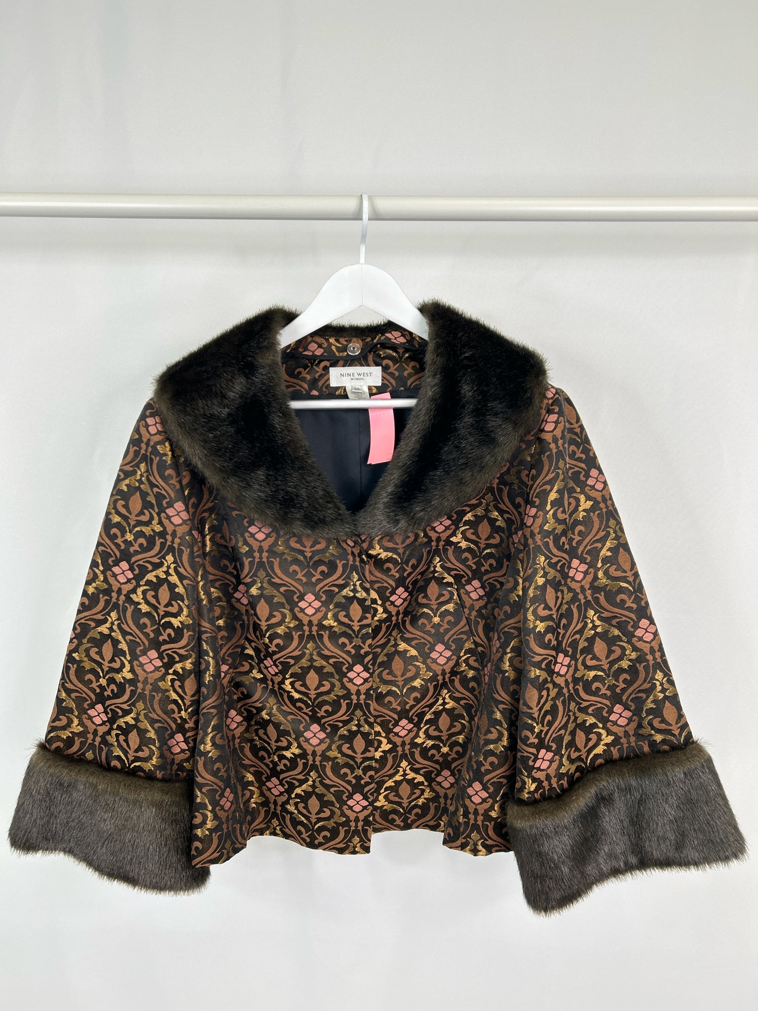 NINE WEST Size 16W Brown Metallic Women Jacket