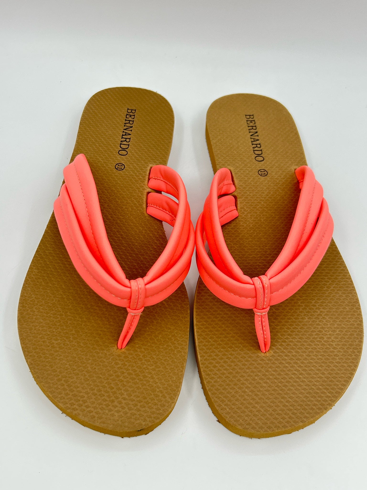 BERNARDO Size 11 Coral & Brown Women Flip flops