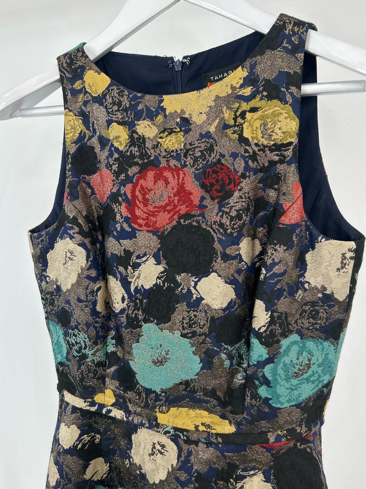 TAHARI ASL Size 4 Navy Print Women Dress