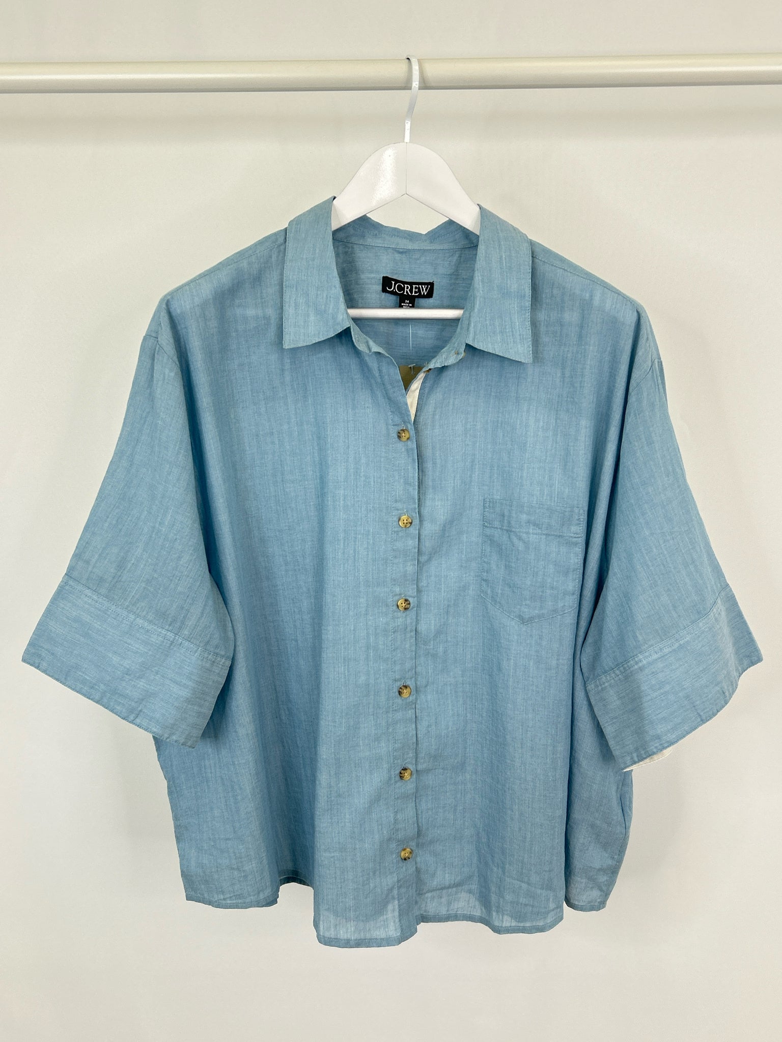 J CREW Size 24 Light Blue Women Shirt NWT