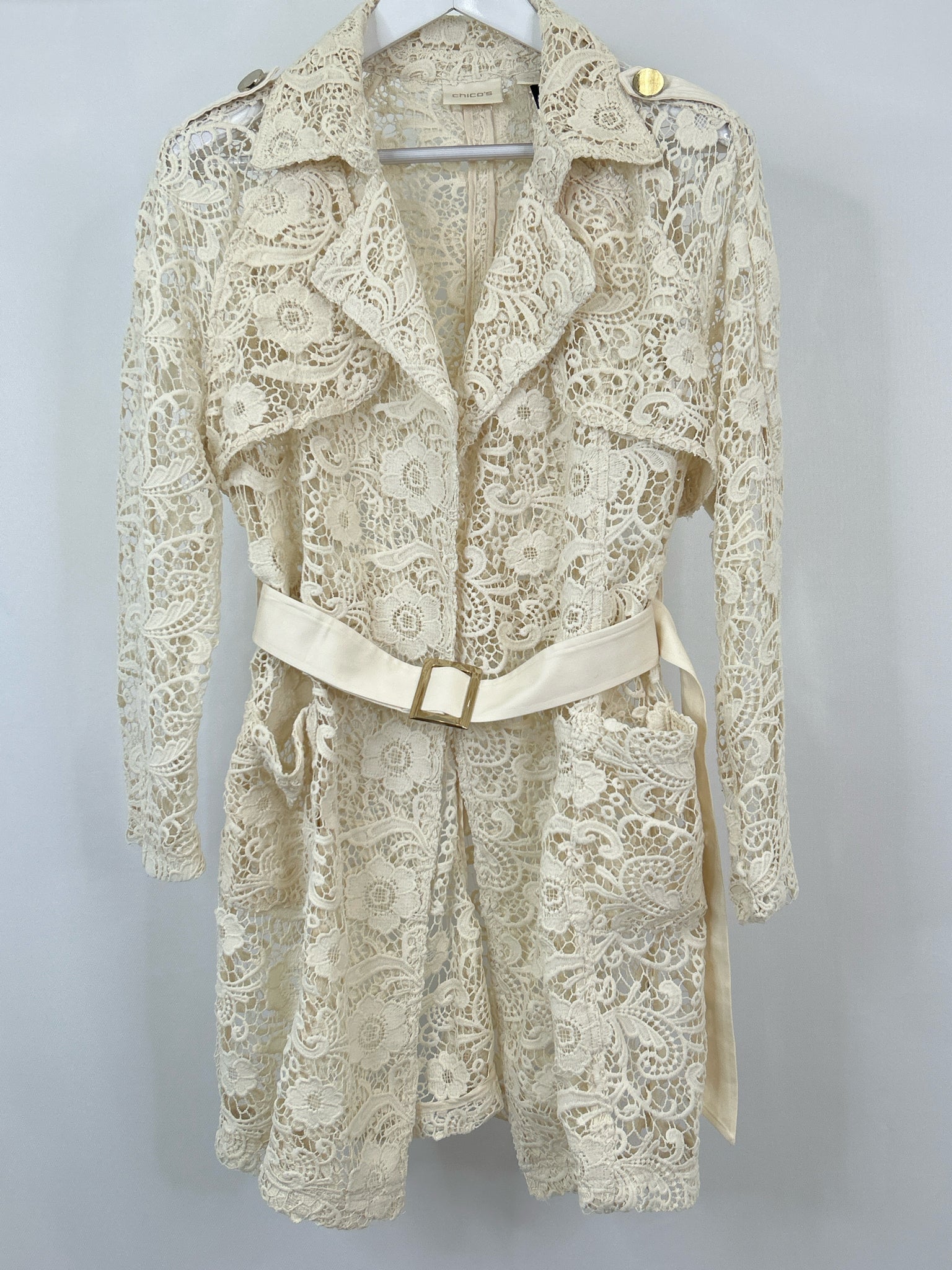 CHICO'S Size M Cream Women Coat