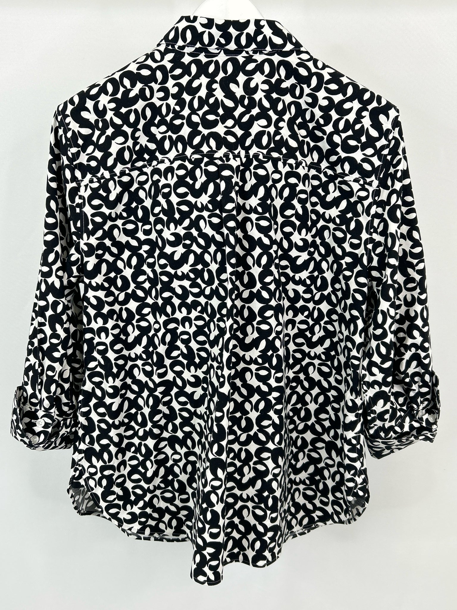 CHICO'S Size 16 Black Print Women Shirt NWT