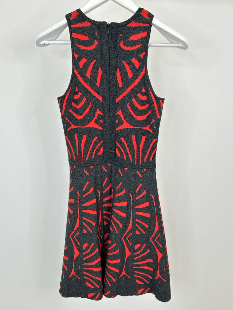 PARKER Size S Charcoal Print Women's Dress