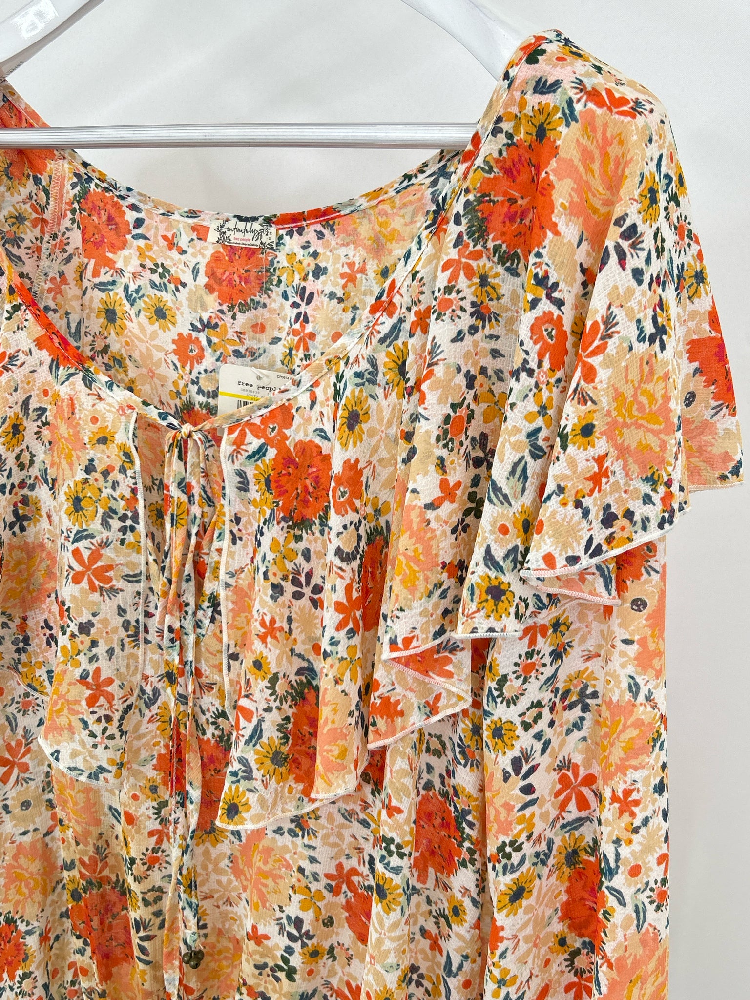FREE PEOPLE Size M ORANGE FLORAL Women Top