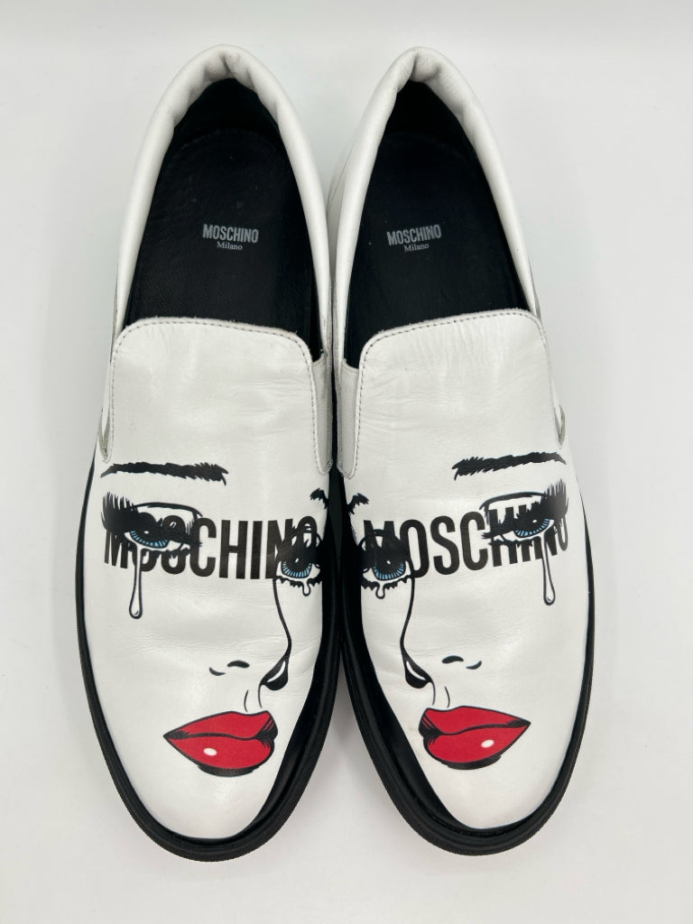 MOSCHINO Women Size 41 White & Black Loafer