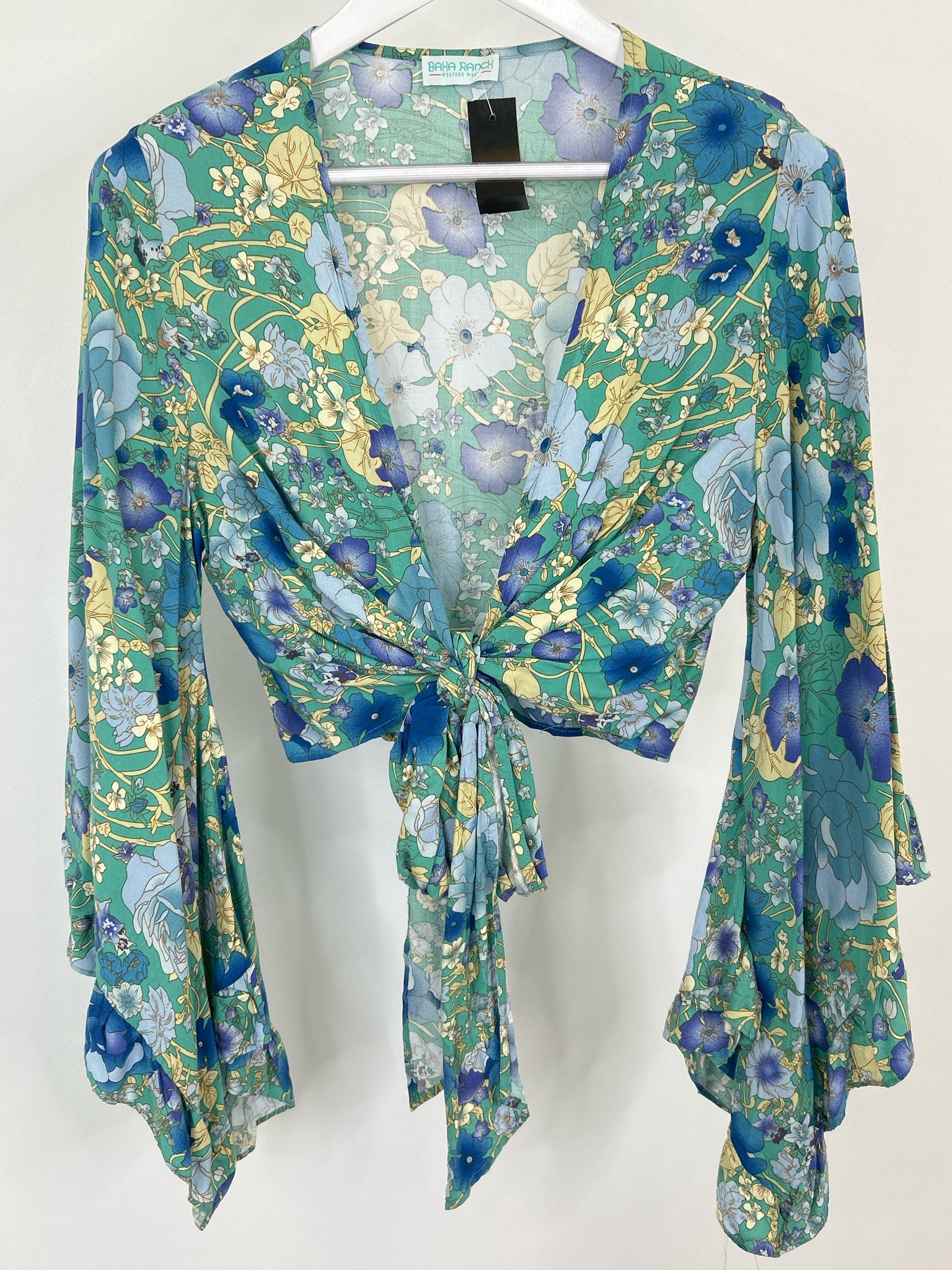BAHA RANCH Western Wear Size M turquoise print Women Top