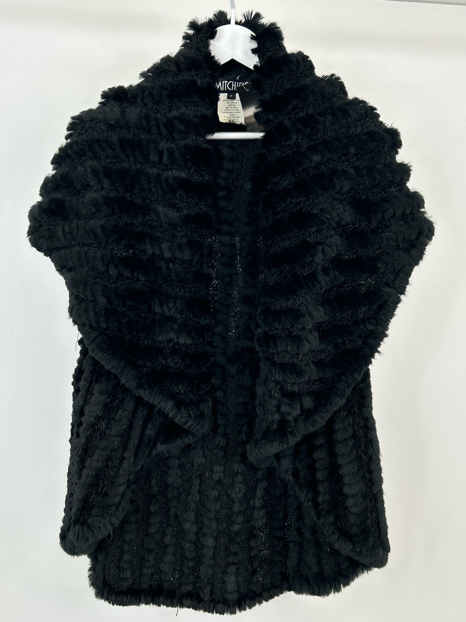 MITCHIE'S One Size Black Women Fur Vest