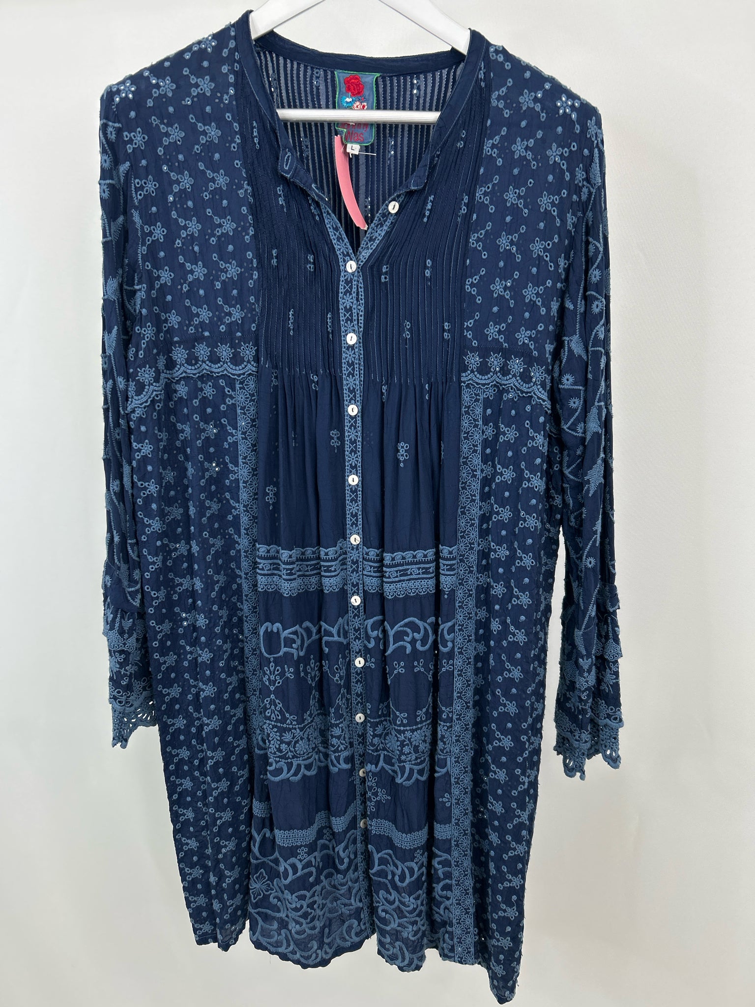 JOHNNY WAS Size L Navy Women Dress