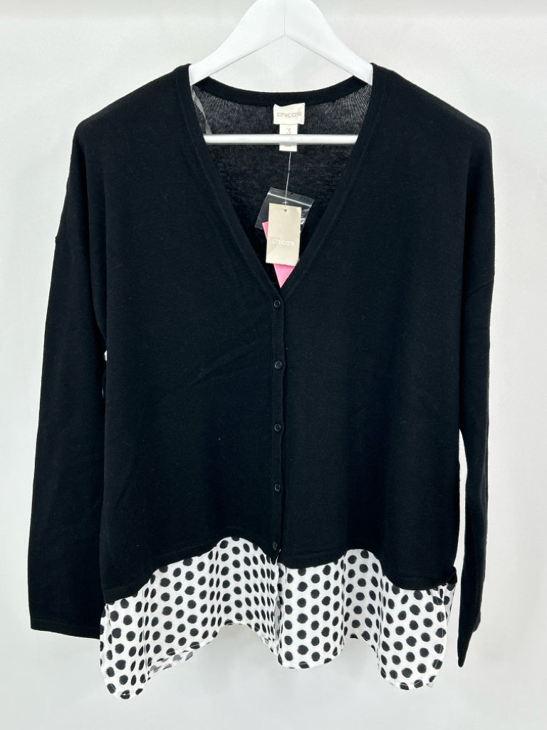 CHICO'S Women Size XL Black and White Cardigan