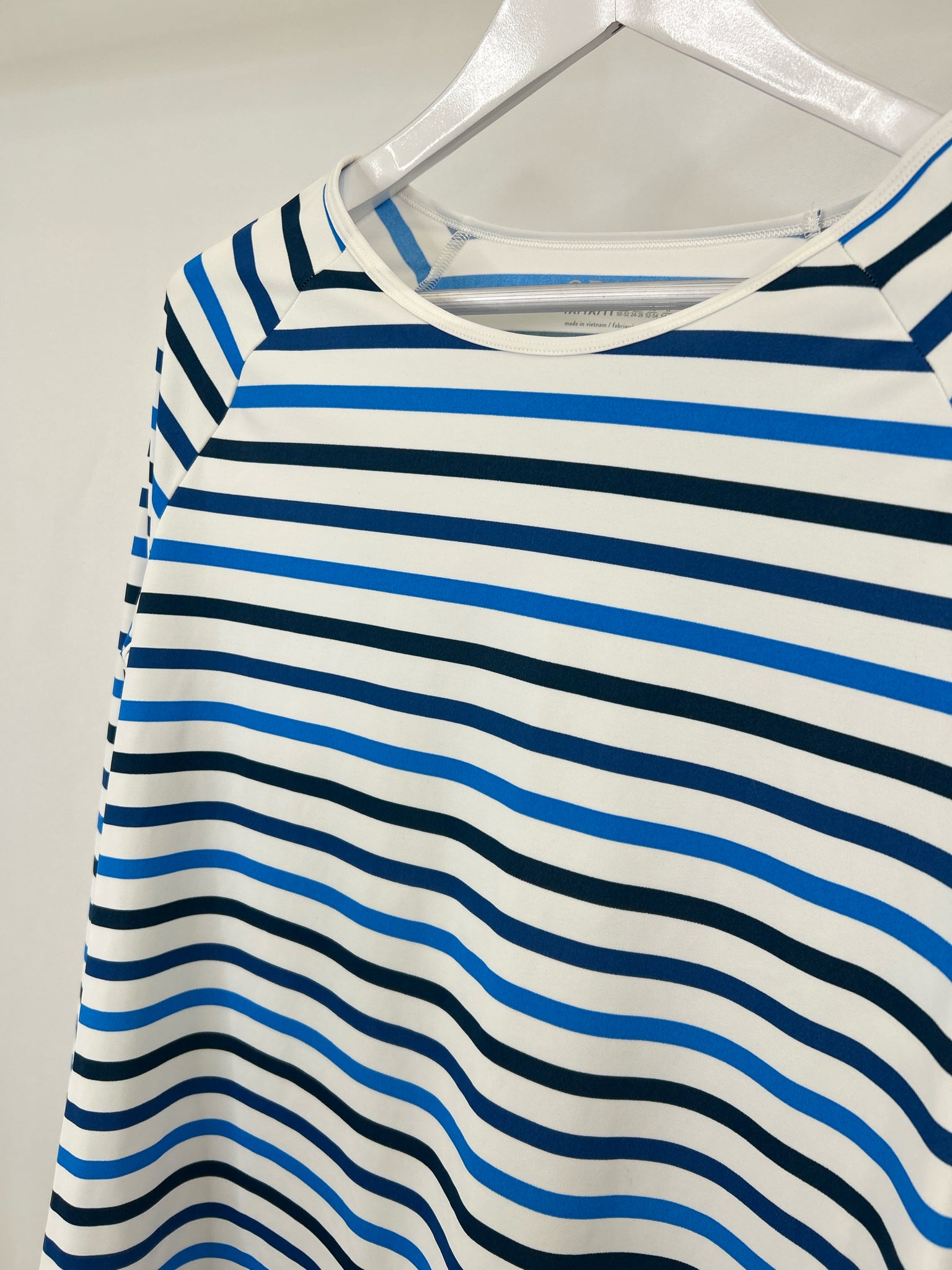 SPANX Size 1X White and Blue Women Shirt NWT