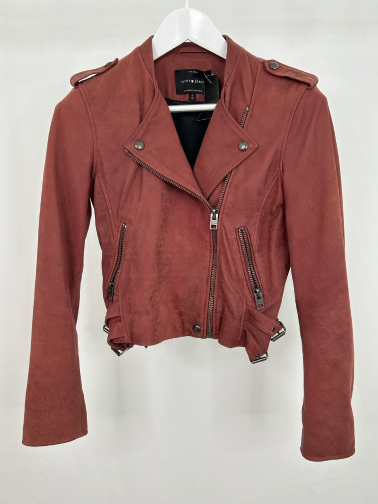 LUCKY BRAND Women Size S Brick Leather Jacket