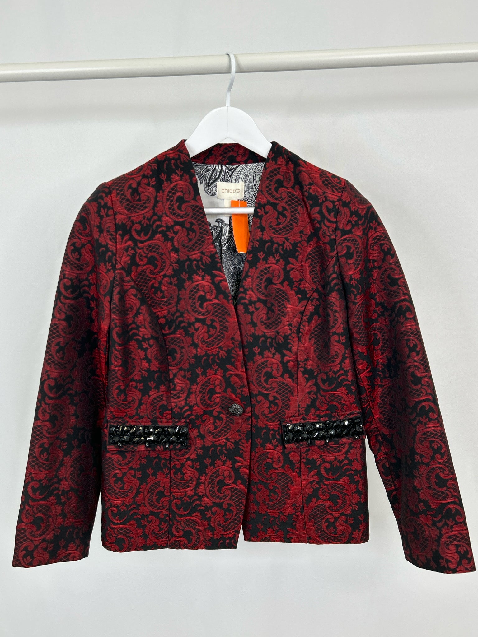 CHICO'S Size M Red and Black Women Blazer
