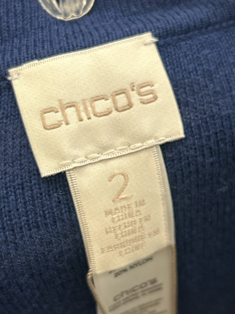 CHICO'S Size 2 / US Size 12 Navy and White Cardigan NWT