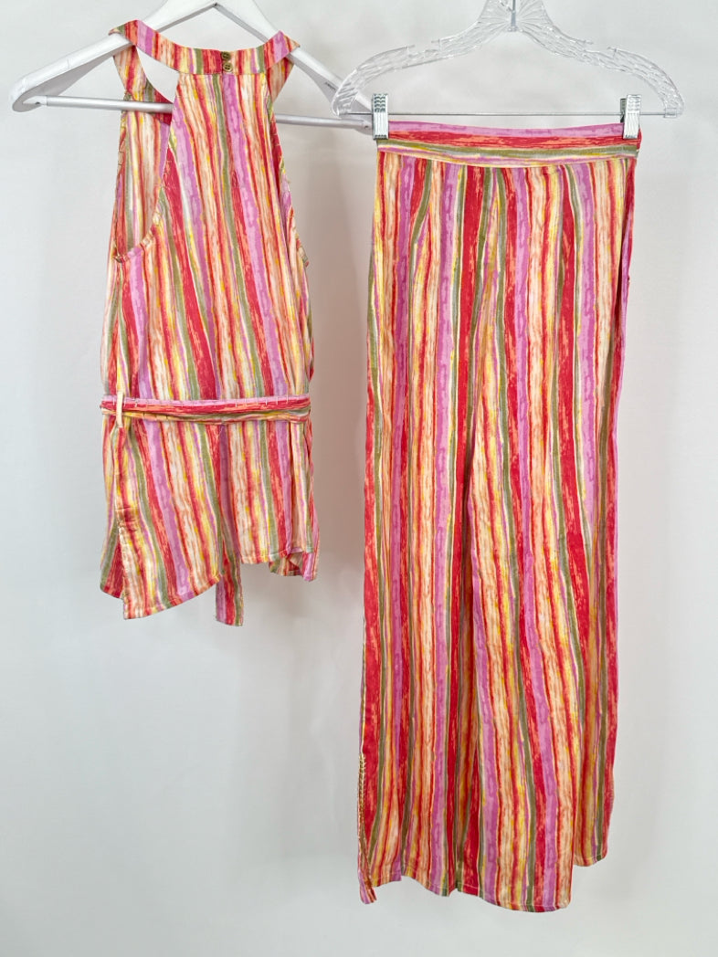 NEKANE NKN Size XS Pink Striped Women 2-Piece w/pants