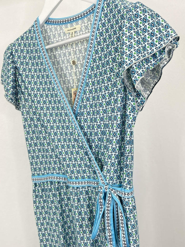 MAX STUDIO Size M WHITE AND BLUE Women's Dress