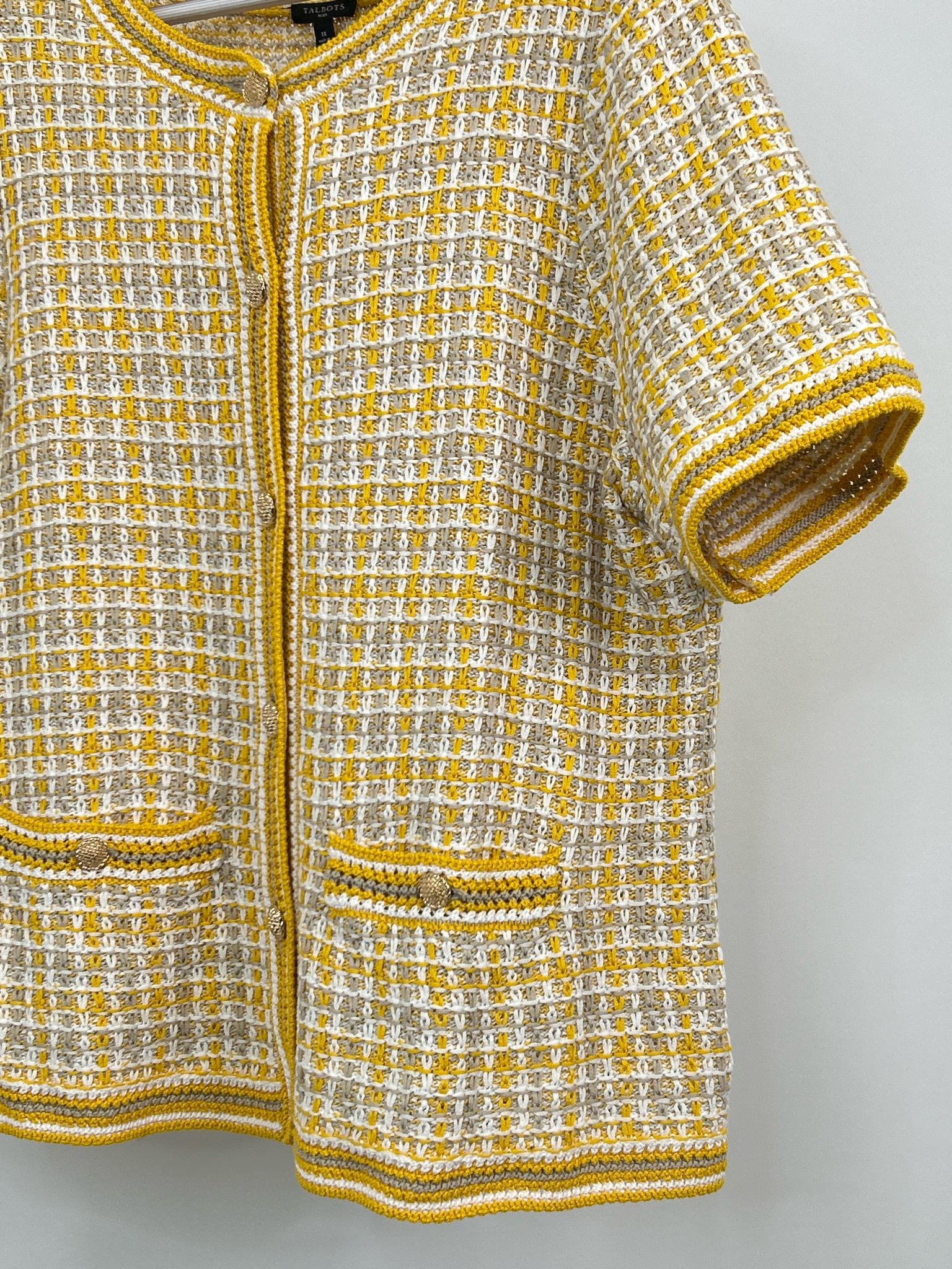 TALBOTS Size 1X Yellow & Beige Women Sweater