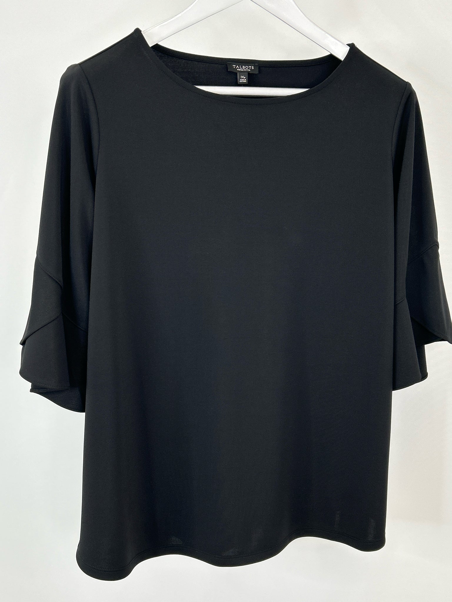 TALBOTS Size 1XP Black Print Women Top