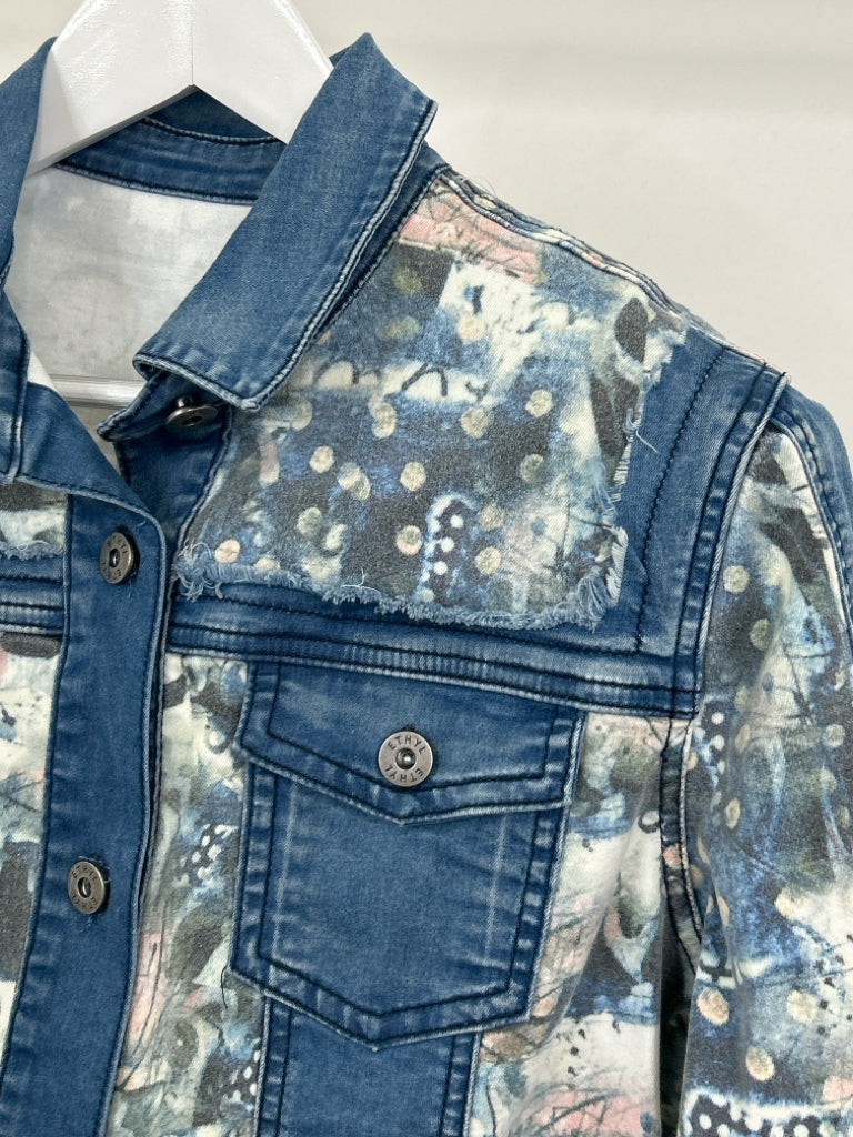 ETHYL Women Size S Blue Denim Floral Jacket NWT