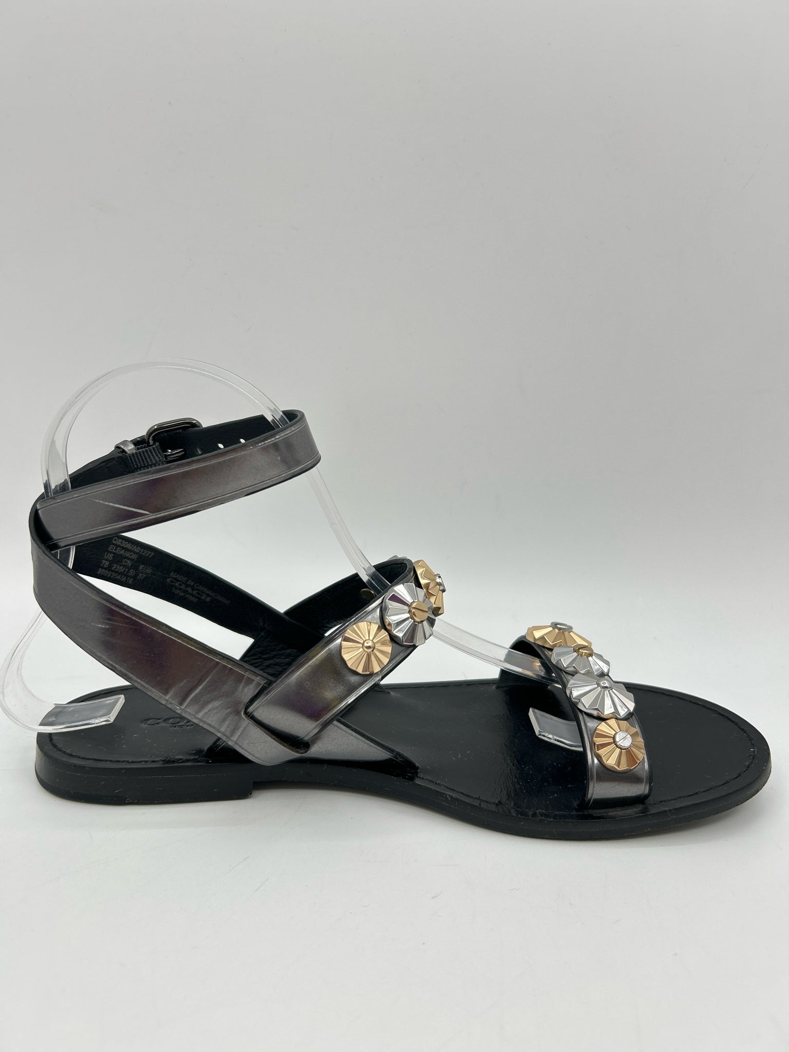 Coach Size 7B Silver Metallic Women Sandal