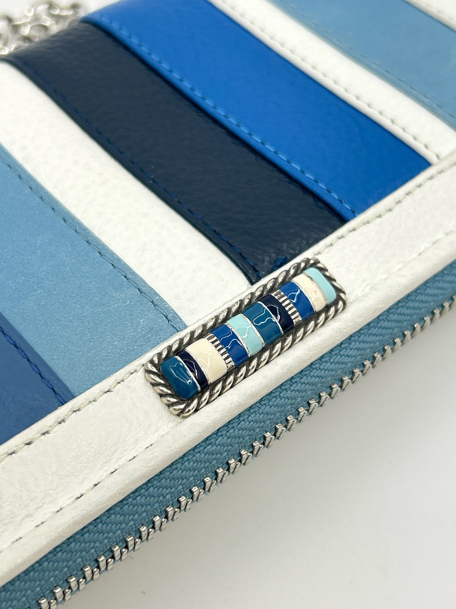 BRIGHTON blue and white Women Wallet