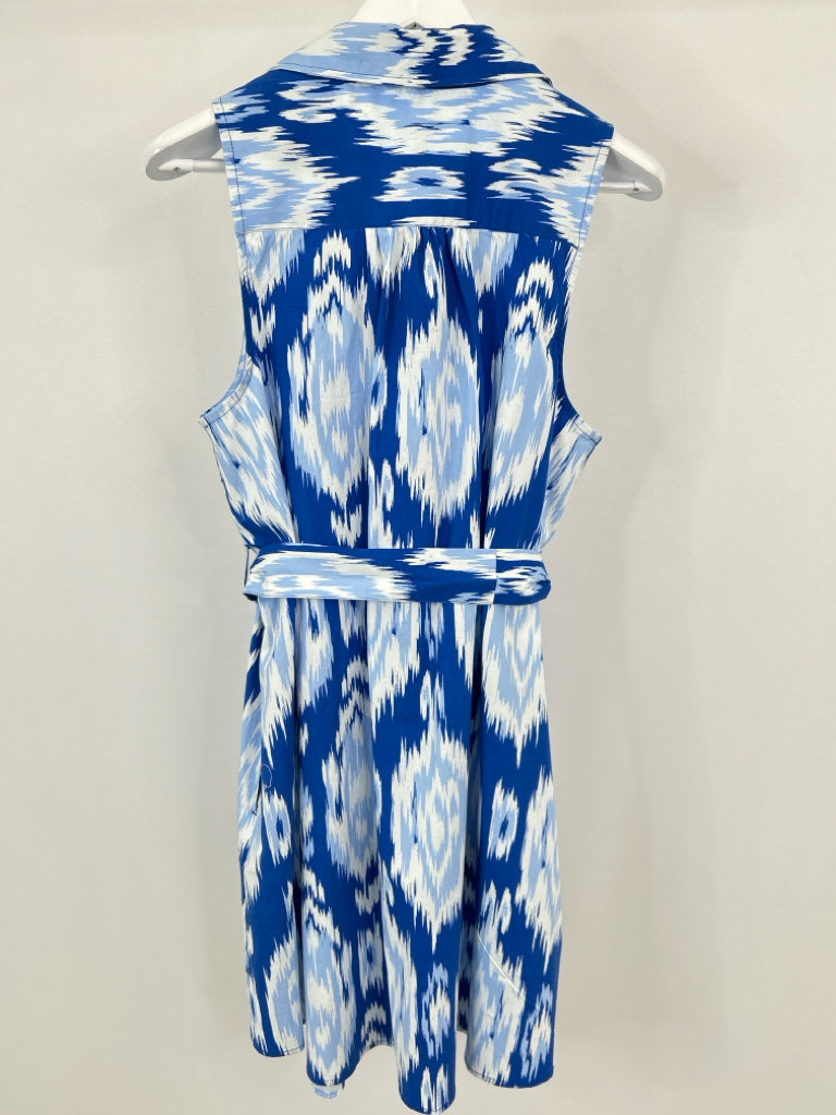 CROWN & IVY Size XL Blue Print Women's Dress