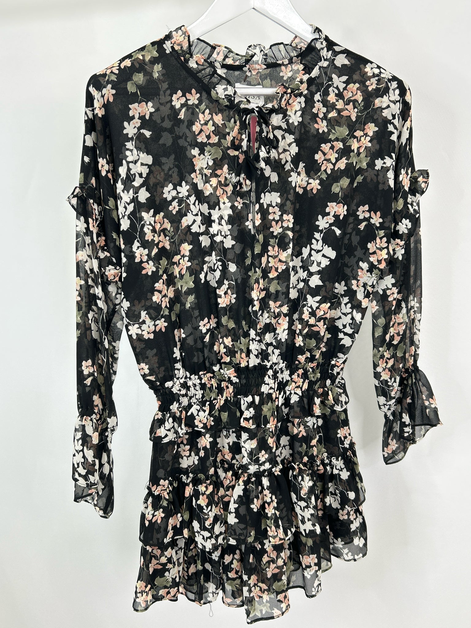 MISA Size S Black Print Women Dress