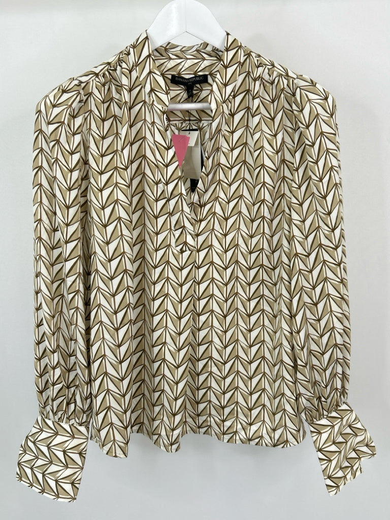 BANANA REPUBLIC Size S Taupe Print Women's Top