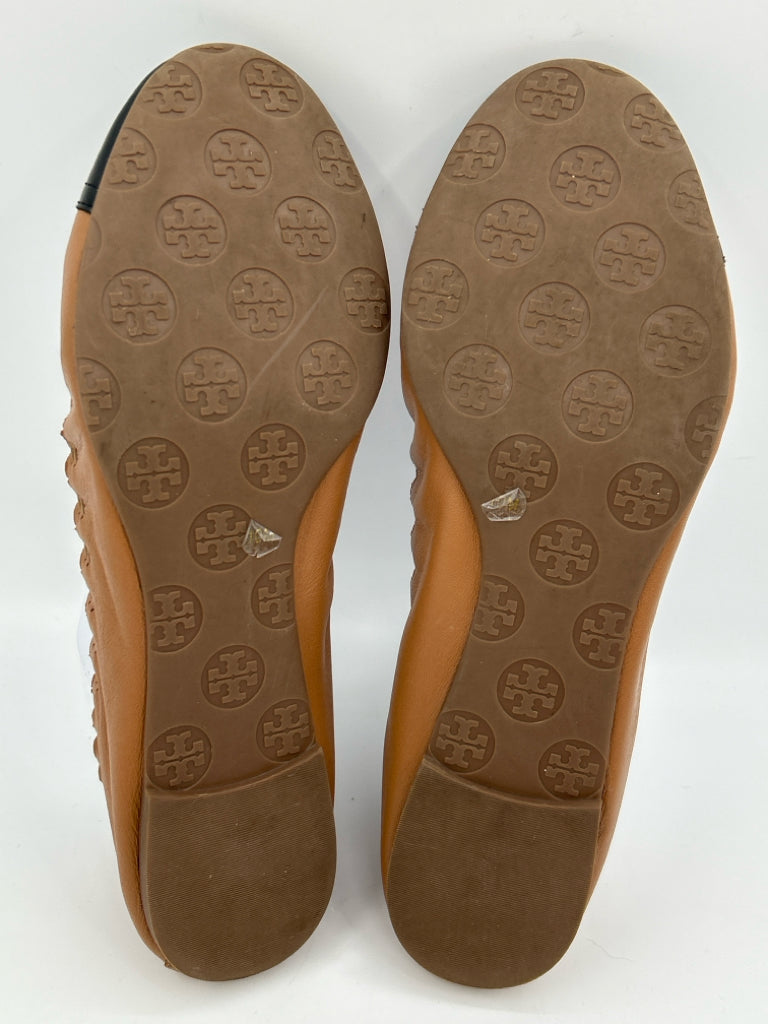 TORY BURCH Size 10M Brown and Black Flats