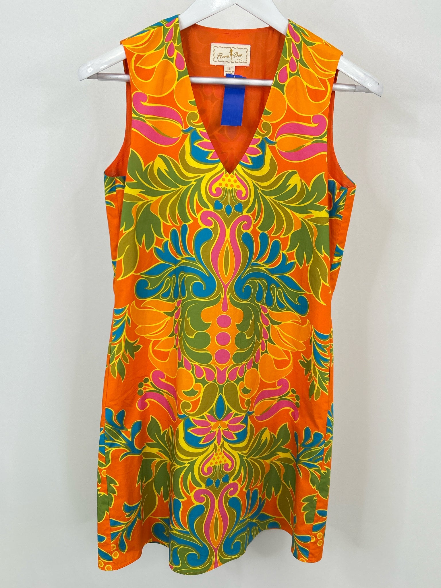 Flora Bea Size S Orange Print Women Dress