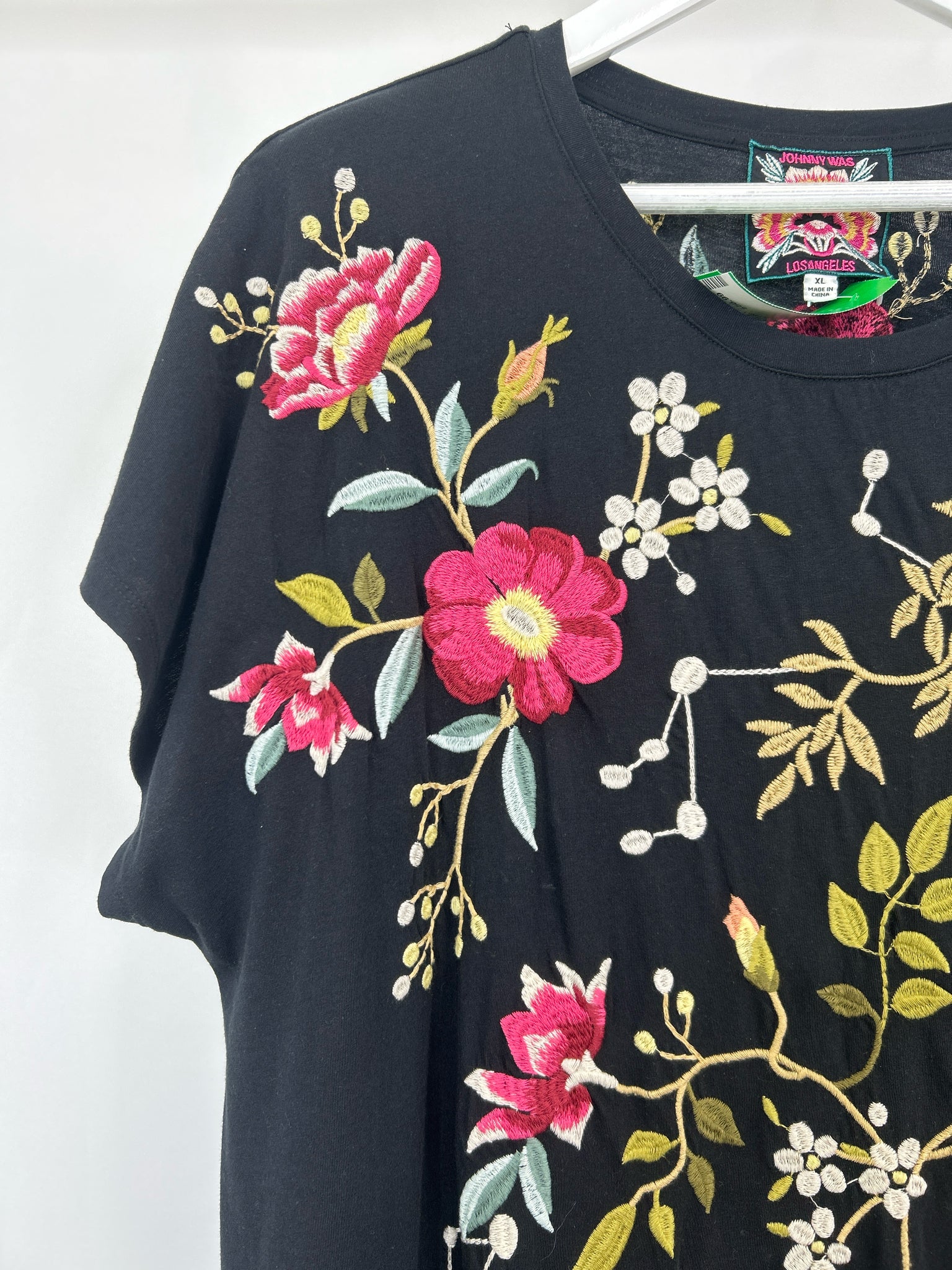 JOHNNY WAS Size XL Black Print Women Dress