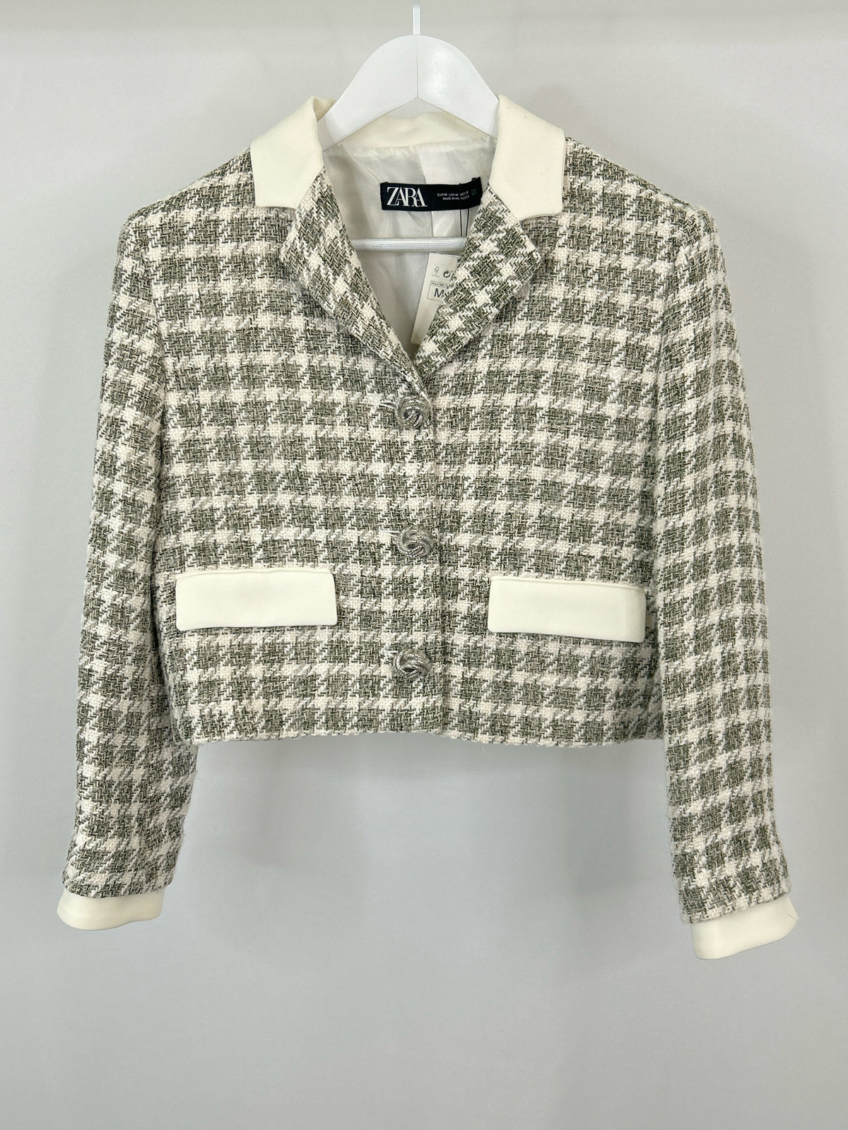 ZARA Size M IVORY AND BLACK Women Blazer