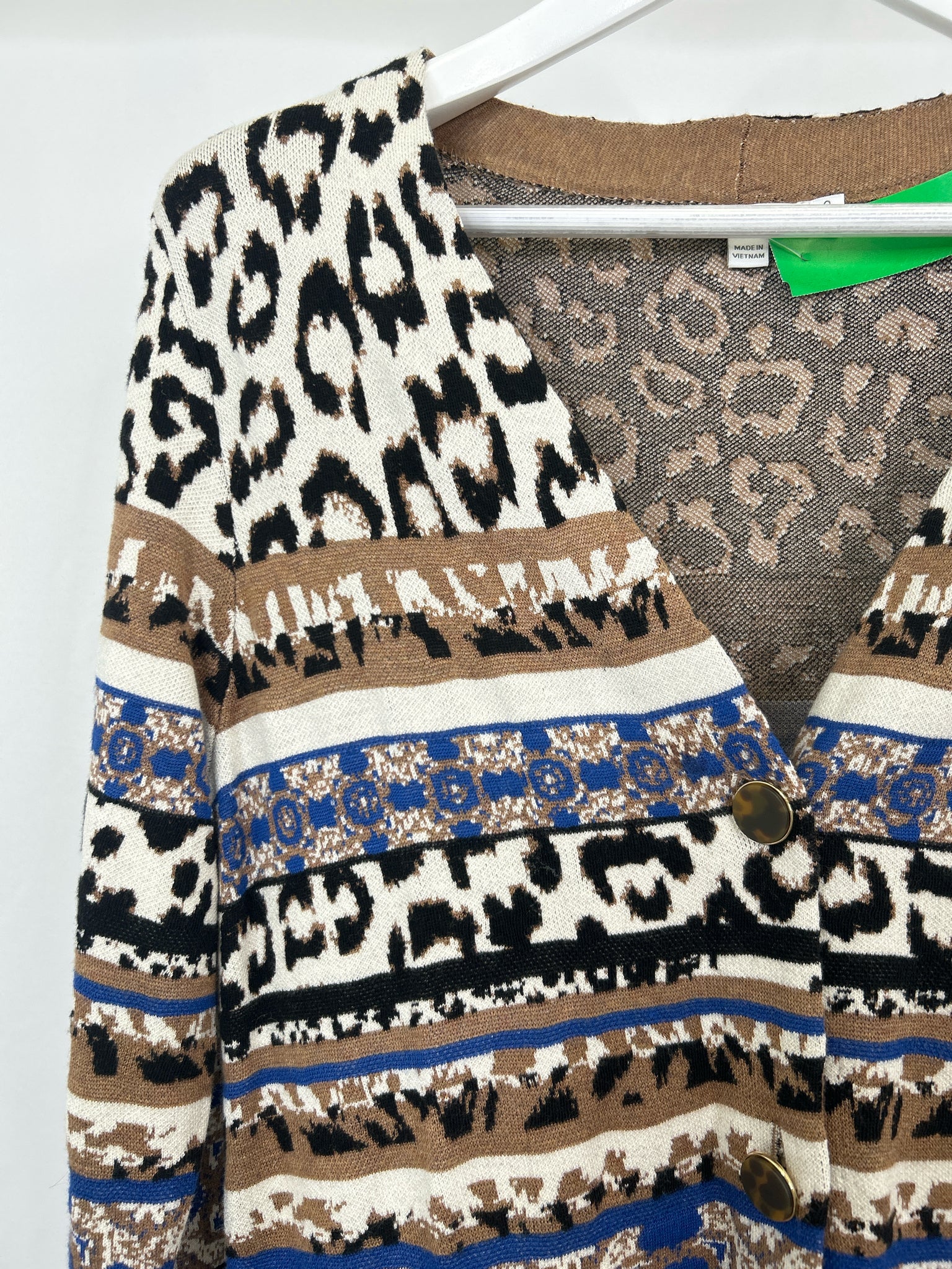 CHICO'S Size S Brown and White Women Cardigan